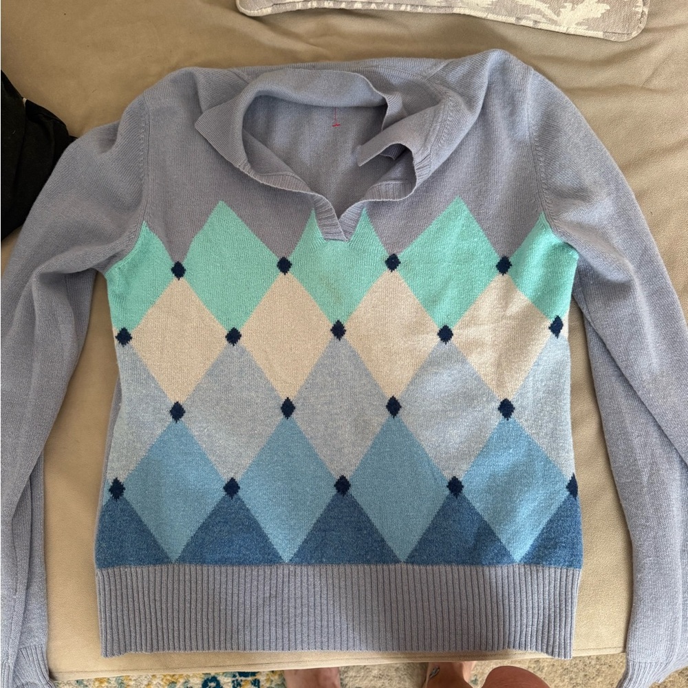 Argyle Patterned Blue Sweater